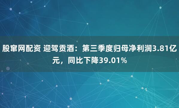 股窜网配资 迎驾贡酒：第三季度归母净利润3.81亿元，同比下降39.01%