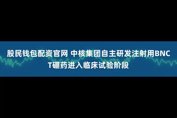 股民钱包配资官网 中核集团自主研发注射用BNCT硼药进入临床试验阶段