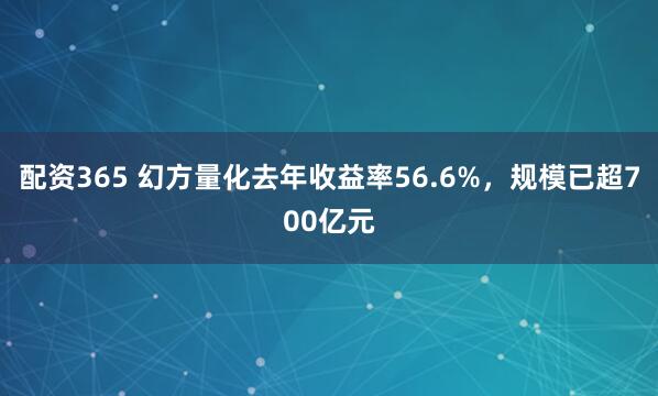 配资365 幻方量化去年收益率56.6%，规模已超700亿元